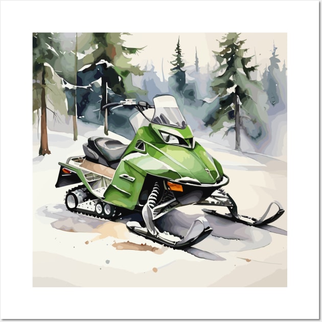 Green Snowmobile Wall Art by Siha Arts